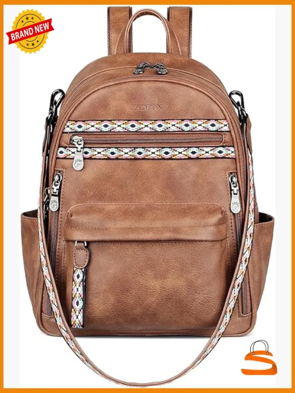 Small PU Leather Backpack Purse with 14 Pockets RFID Water Resistant Anti-Theft